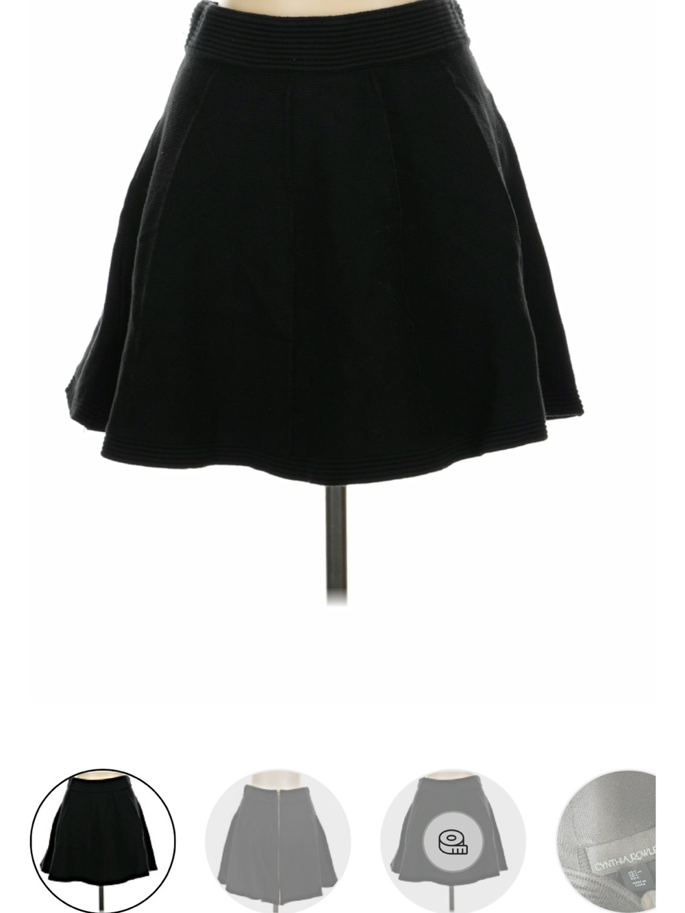 Cynthia Rowley Black Ribbed-Waist Circle Skirt